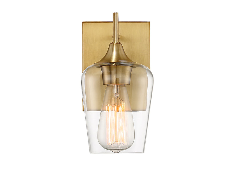 One Light Wall Sconce<br /><span style="color:#4AB0CE;">Entrega: 4-10 dias en USA</span><br /><span style="color:#4AB0CE;font-size:60%;">PREGUNTE POR ENTREGA EN PANAMA</span><br />Collection: Octave<br />Finish: Warm Brass