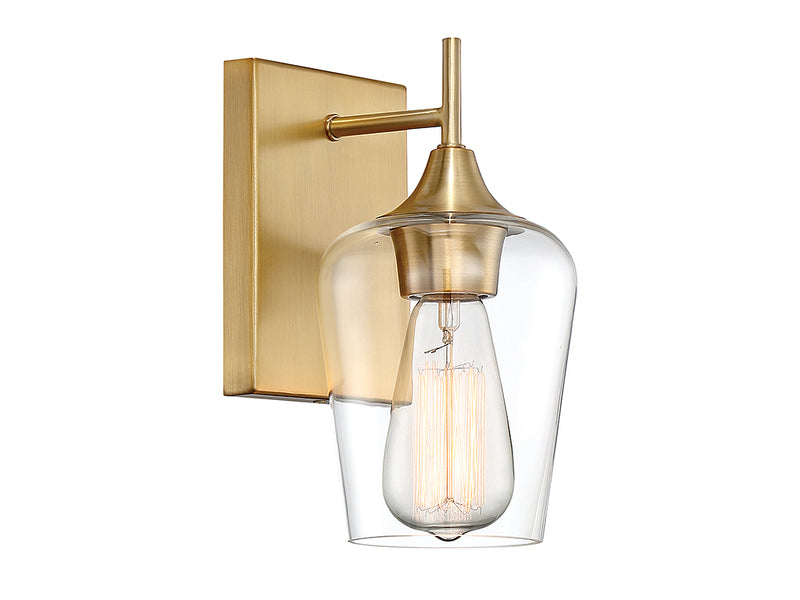 One Light Wall Sconce<br /><span style="color:#4AB0CE;">Entrega: 4-10 dias en USA</span><br /><span style="color:#4AB0CE;font-size:60%;">PREGUNTE POR ENTREGA EN PANAMA</span><br />Collection: Octave<br />Finish: Warm Brass