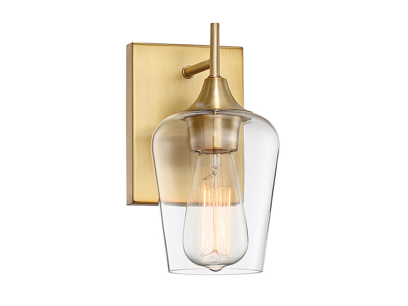 One Light Wall Sconce<br /><span style="color:#4AB0CE;">Entrega: 4-10 dias en USA</span><br /><span style="color:#4AB0CE;font-size:60%;">PREGUNTE POR ENTREGA EN PANAMA</span><br />Collection: Octave<br />Finish: Warm Brass