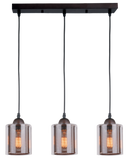 LÁMPARA DE TECHO COLGANTE DECORATIVA 3XE27-40W (NO INCLUIDOS) 110-240V, 50-60HZ, GRADO DE PROTECCION IP20, ACABADO NEGRO + CAFÉ +  MATERIAL METAL + VIDRIO.