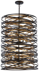 Minka-Lavery - 3679-111 - Ten Light Pendant - Vortic Flow - Dark Bronze w/Mosaic Gold Interior