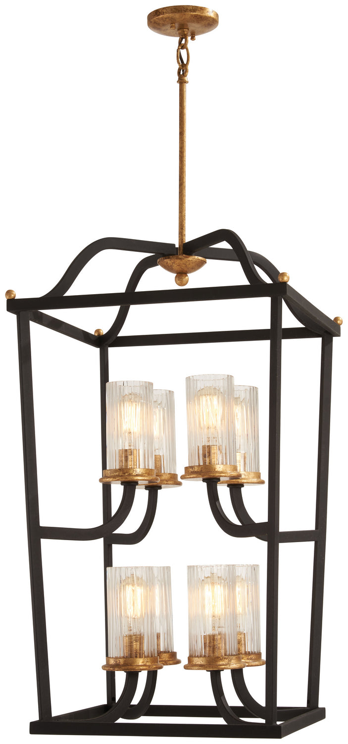 Minka-Lavery - 4518-100 - Eight Light Pendant - Posh Horizon - Sand Coal W/Gold Leaf