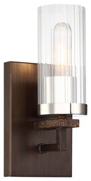 One Light Bath<br /><span style="color:#4AB0CE;">Entrega: 4-10 dias en USA</span><br /><span style="color:#4AB0CE;font-size:60%;">PREGUNTE POR ENTREGA EN PANAMA</span><br />Collection: Maddox Roe<br />Finish: Iron Ore w/Gold Dust Highlights