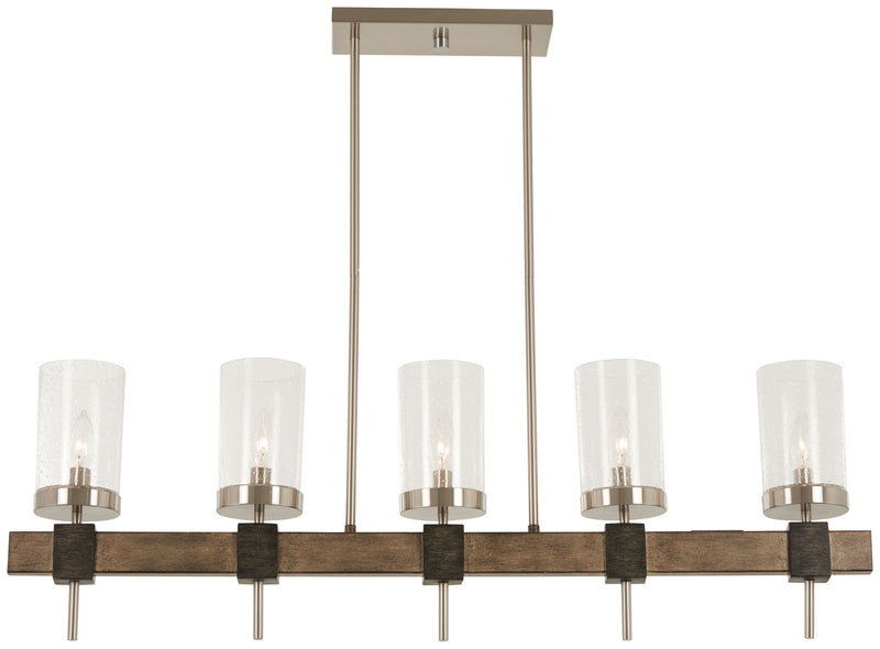 Minka-Lavery - 4635-106 - Five Light Island Pendant - Bridlewood - Stone Grey w/Brushed Nickel