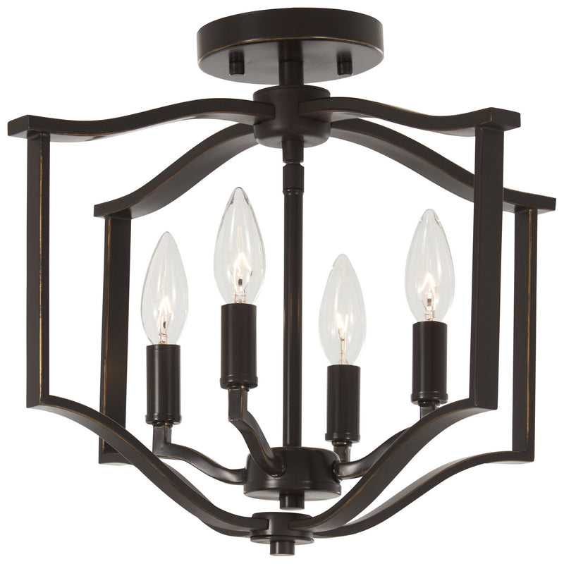 Minka-Lavery - 4656-579 - Four Light Semi Flush Mount - Elyton - Downtown Bronze w/Gold Highlights