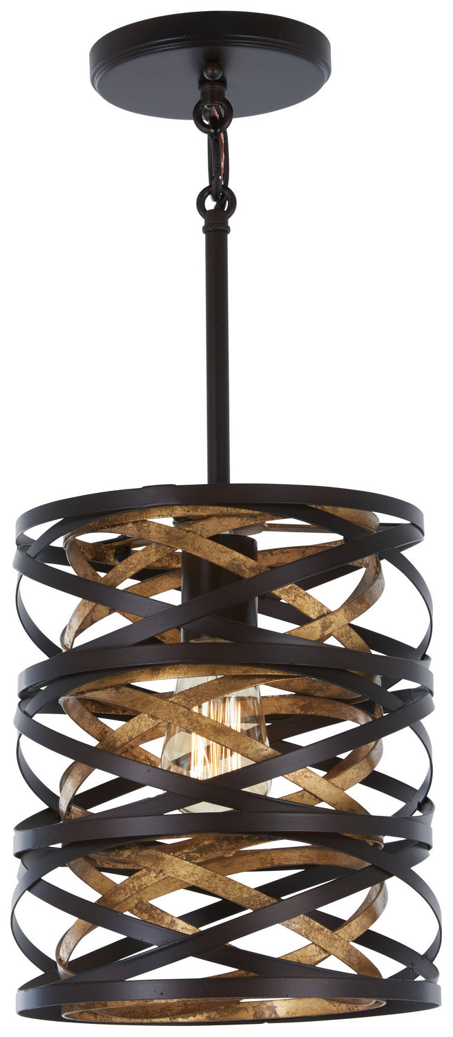 Minka-Lavery - 4670-111 - One Light Mini Pendant - Vortic Flow - Dark Bronze w/Mosaic Gold Interior