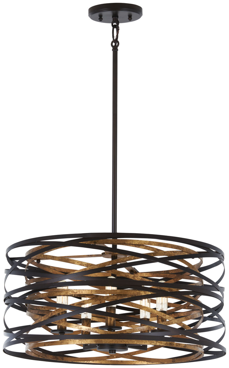 Minka-Lavery - 4671-111 - Five Light Semi Flush Mount - Vortic Flow - Dark Bronze W/Mosaic Gold Inte