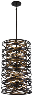 Minka-Lavery - 4672-111 - Six Light Pendant - Vortic Flow - Dark Bronze w/Mosaic Gold Interior