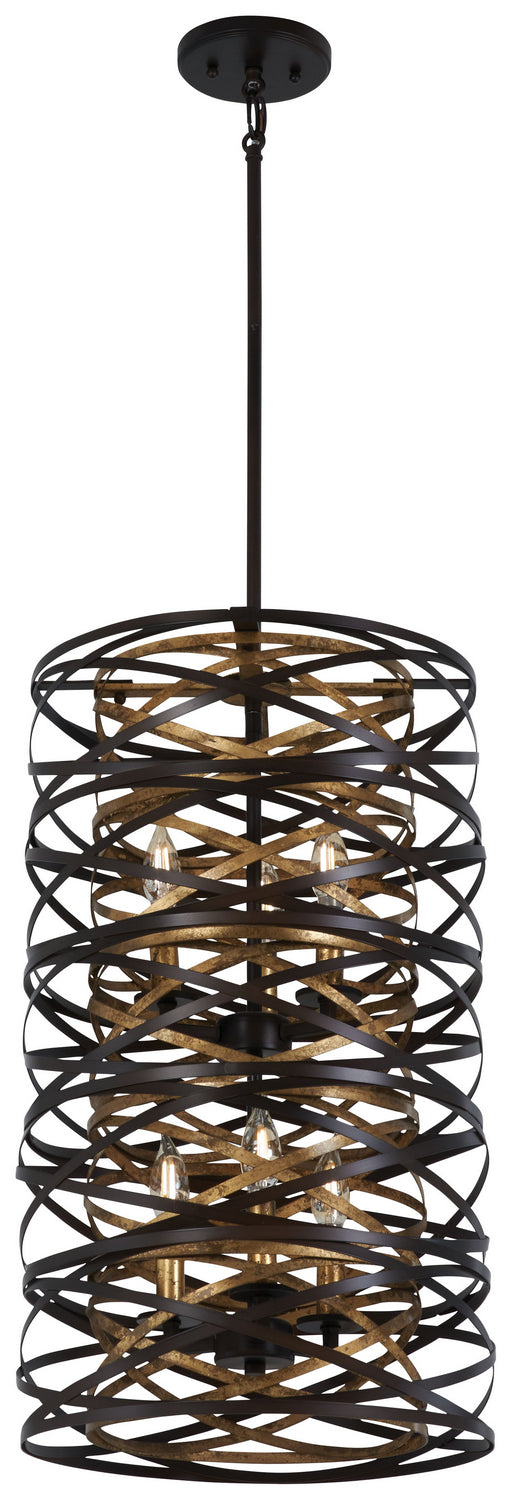 Minka-Lavery - 4672-111 - Six Light Pendant - Vortic Flow - Dark Bronze W/Mosaic Gold Inte