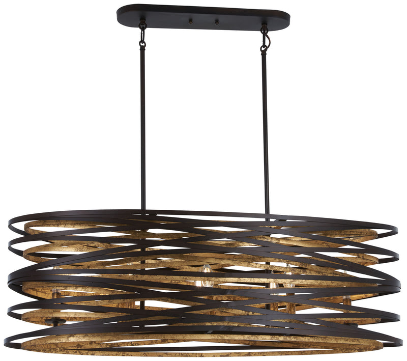 Eight Light Island Pendant<br /><span style="color:#4AB0CE;">Entrega: 4-10 dias en USA</span><br /><span style="color:#4AB0CE;font-size:60%;">PREGUNTE POR ENTREGA EN PANAMA</span><br />Collection: Vortic Flow<br />Finish: Dark Bronze w/Mosaic Gold Inte...