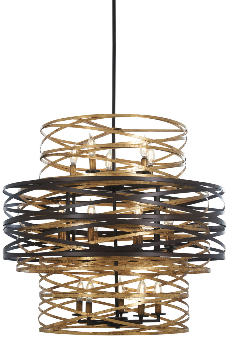 Minka-Lavery - 4679-111 - 18 Light Chandelier - Vortic Flow - Dark Bronze w/Mosaic Gold Interior
