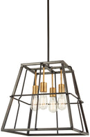 Minka-Lavery - 4763-416 - Four Light Pendant - Keely Calle - Painted Bronze w/Natural Brushed Brass