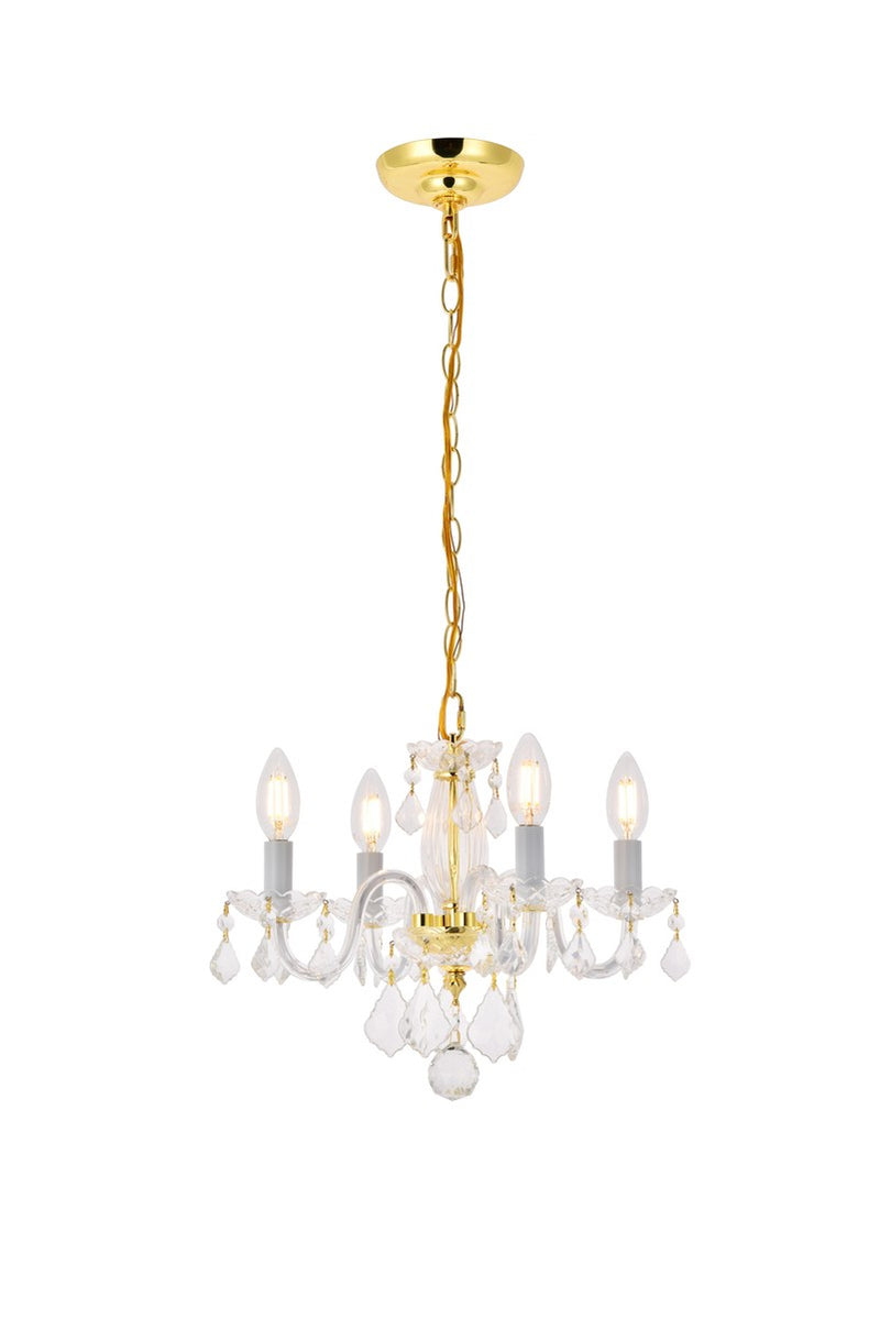 Elegant Lighting - V7804D15G/RC - Four Light Pendant - Rococo - Gold