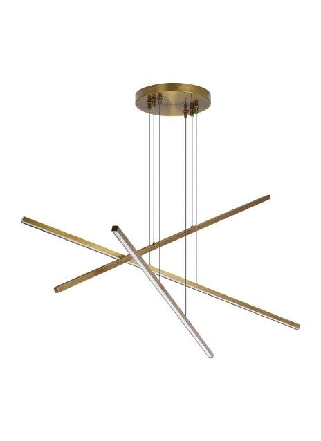 Visual Comfort Modern - 700LSESN3R-LED930 - LED Linear Chandelier - Essence Trio - Aged Brass