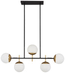 George Kovacs - P1355-618 - Five Light Island Pendant - Alluria - Weathered Black With Autumn Gold
