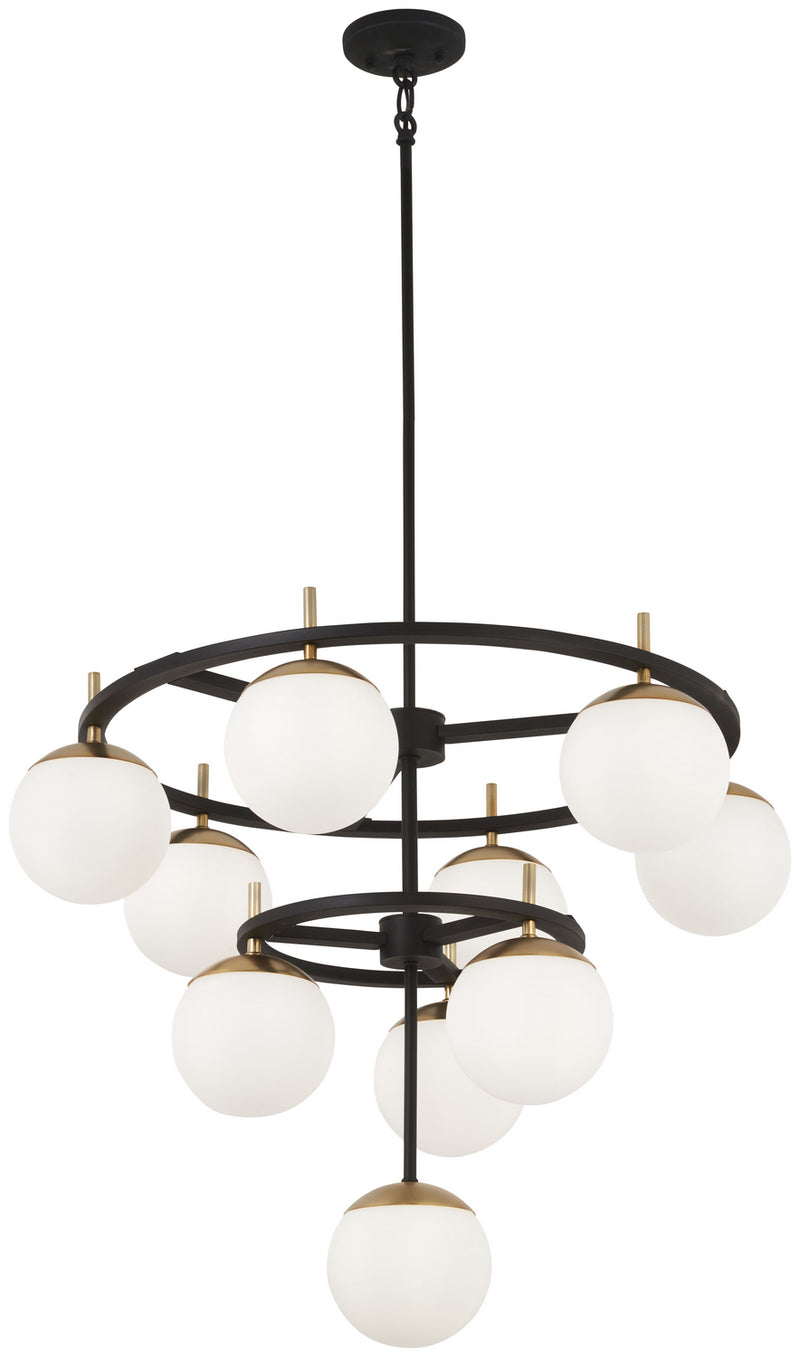 George Kovacs - P1358-618 - Ten Light Chandelier - Alluria - Weathered Black With Autumn Gold