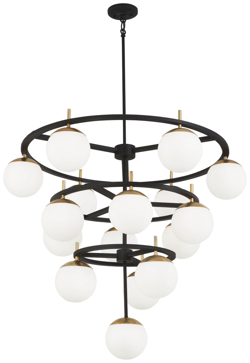 George Kovacs - P1359-618 - 16 Light Chandelier - Alluria - Weathered Black With Autumn Gold