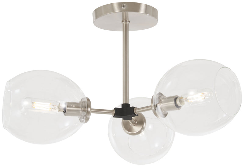 George Kovacs - P1363-619 - Three Light Semi Flush Mount - Nexpo - Brushed Nickel With Black