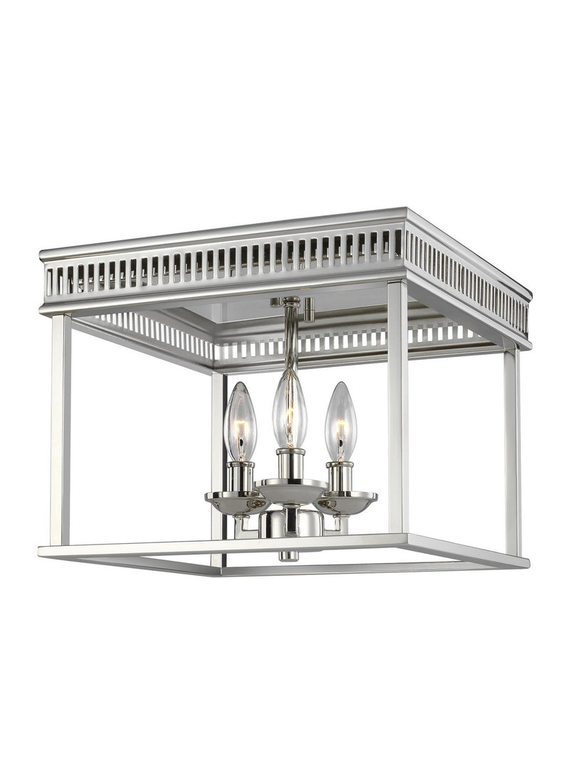 Three Light Flush Mount<br /><span style="color:#4AB0CE;">Entrega: 4-10 dias en USA</span><br /><span style="color:#4AB0CE;font-size:60%;">PREGUNTE POR ENTREGA EN PANAMA</span><br />Collection: Woodruff<br />Finish: Polished Nickel