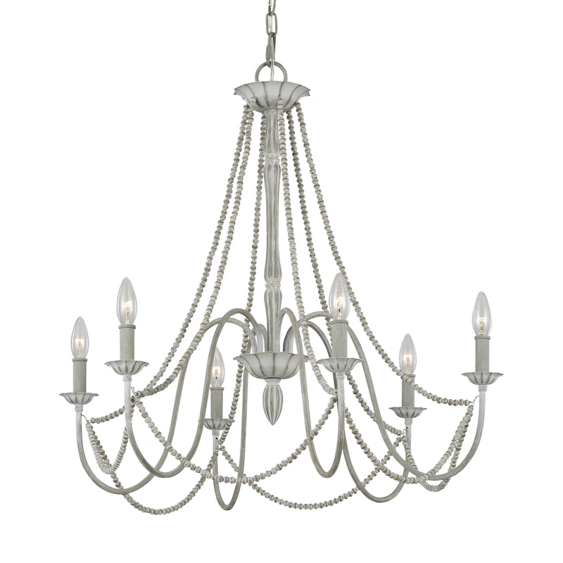 Six Light Chandelier<br /><span style="color:#4AB0CE;">Entrega: 4-10 dias en USA</span><br /><span style="color:#4AB0CE;font-size:60%;">PREGUNTE POR ENTREGA EN PANAMA</span><br />Collection: Maryville<br />Finish: Washed Grey