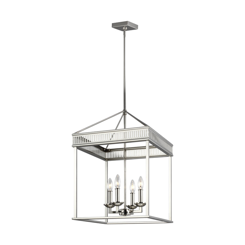 Four Light Lantern<br /><span style="color:#4AB0CE;">Entrega: 4-10 dias en USA</span><br /><span style="color:#4AB0CE;font-size:60%;">PREGUNTE POR ENTREGA EN PANAMA</span><br />Collection: Woodruff<br />Finish: Polished Nickel