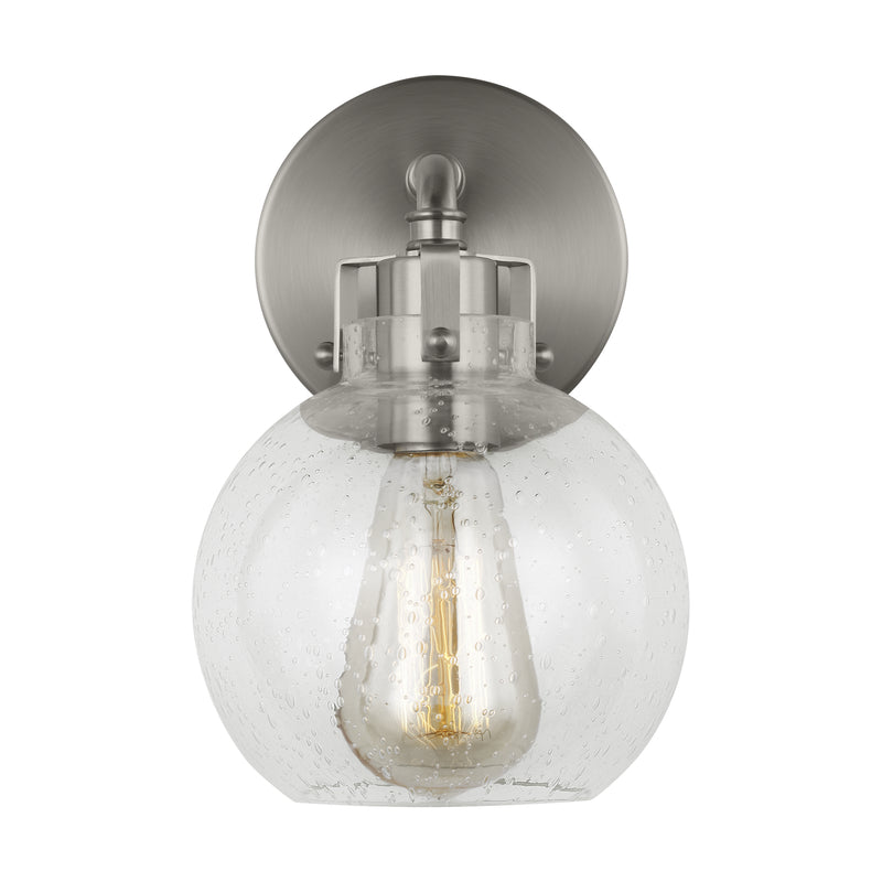 One Light Wall Sconce<br /><span style="color:#4AB0CE;">Entrega: 4-10 dias en USA</span><br /><span style="color:#4AB0CE;font-size:60%;">PREGUNTE POR ENTREGA EN PANAMA</span><br />Collection: Clara<br />Finish: Satin Nickel