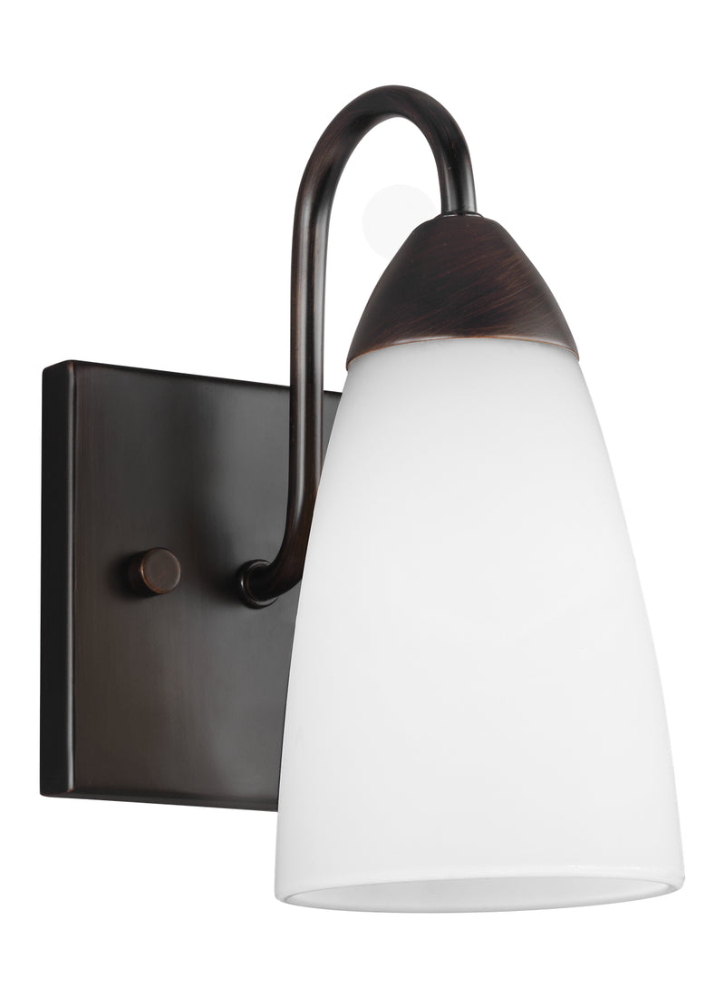 One Light Wall / Bath Sconce<br /><span style="color:#4AB0CE;">Entrega: 4-10 dias en USA</span><br /><span style="color:#4AB0CE;font-size:60%;">PREGUNTE POR ENTREGA EN PANAMA</span><br />Collection: Seville<br />Finish: Bronze