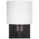 One Light Wall / Bath Sconce<br /><span style="color:#4AB0CE;">Entrega: 4-10 dias en USA</span><br /><span style="color:#4AB0CE;font-size:60%;">PREGUNTE POR ENTREGA EN PANAMA</span><br />Collection: Canfield<br />Finish: Bronze