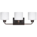 Three Light Wall / Bath<br /><span style="color:#4AB0CE;">Entrega: 4-10 dias en USA</span><br /><span style="color:#4AB0CE;font-size:60%;">PREGUNTE POR ENTREGA EN PANAMA</span><br />Collection: Canfield<br />Finish: Bronze