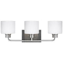 Three Light Wall / Bath<br /><span style="color:#4AB0CE;">Entrega: 4-10 dias en USA</span><br /><span style="color:#4AB0CE;font-size:60%;">PREGUNTE POR ENTREGA EN PANAMA</span><br />Collection: Canfield<br />Finish: Brushed Nickel