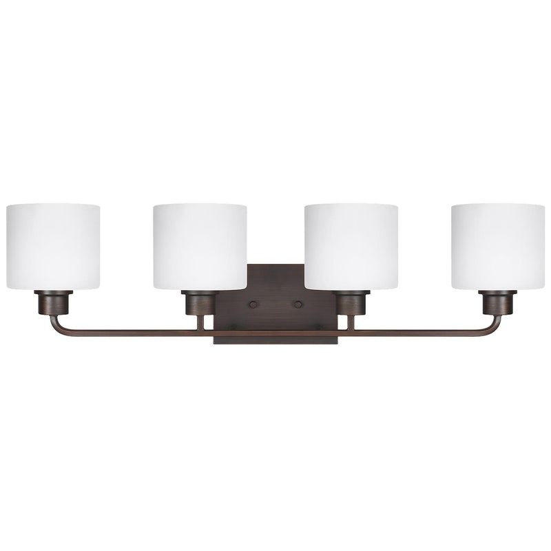 Four Light Wall / Bath<br /><span style="color:#4AB0CE;">Entrega: 4-10 dias en USA</span><br /><span style="color:#4AB0CE;font-size:60%;">PREGUNTE POR ENTREGA EN PANAMA</span><br />Collection: Canfield<br />Finish: Bronze