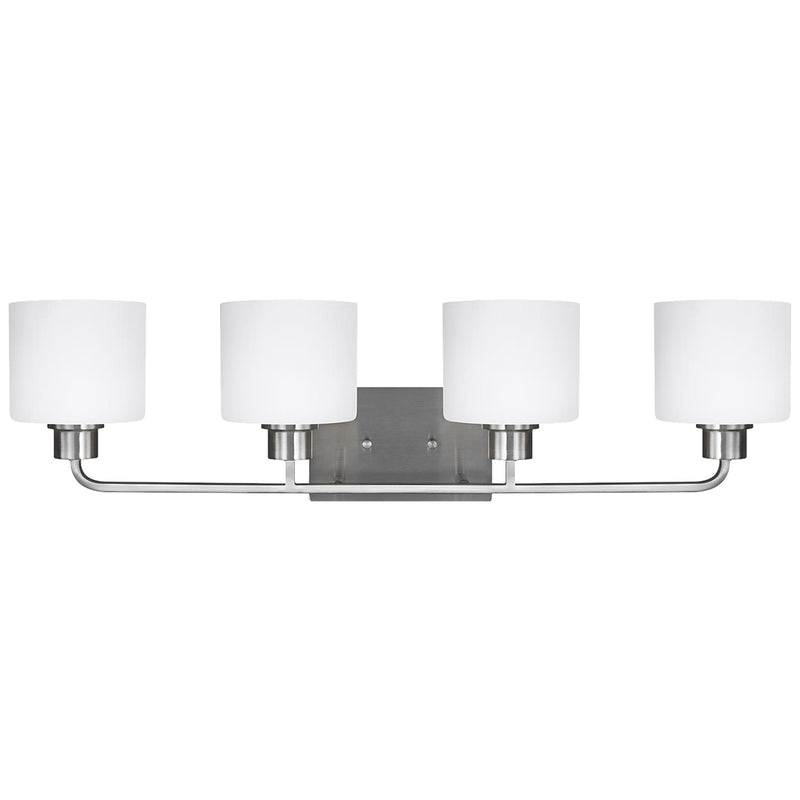 Four Light Wall / Bath<br /><span style="color:#4AB0CE;">Entrega: 4-10 dias en USA</span><br /><span style="color:#4AB0CE;font-size:60%;">PREGUNTE POR ENTREGA EN PANAMA</span><br />Collection: Canfield<br />Finish: Brushed Nickel