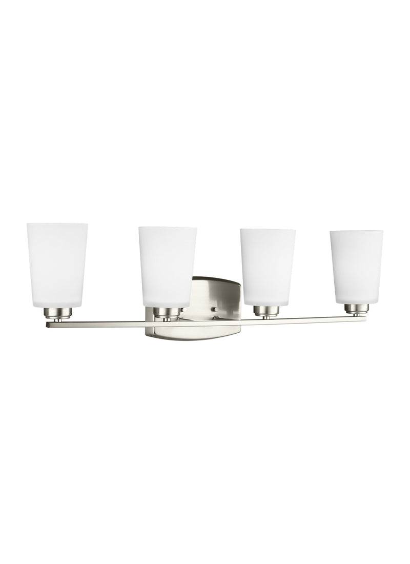Four Light Wall / Bath<br /><span style="color:#4AB0CE;">Entrega: 4-10 dias en USA</span><br /><span style="color:#4AB0CE;font-size:60%;">PREGUNTE POR ENTREGA EN PANAMA</span><br />Collection: Franport<br />Finish: Brushed Nickel
