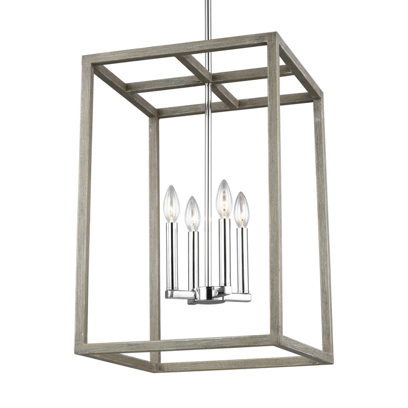 Generation Lighting - 5134504-872 - Four Light Hall / Foyer Pendant - Moffet Street - Washed Pine