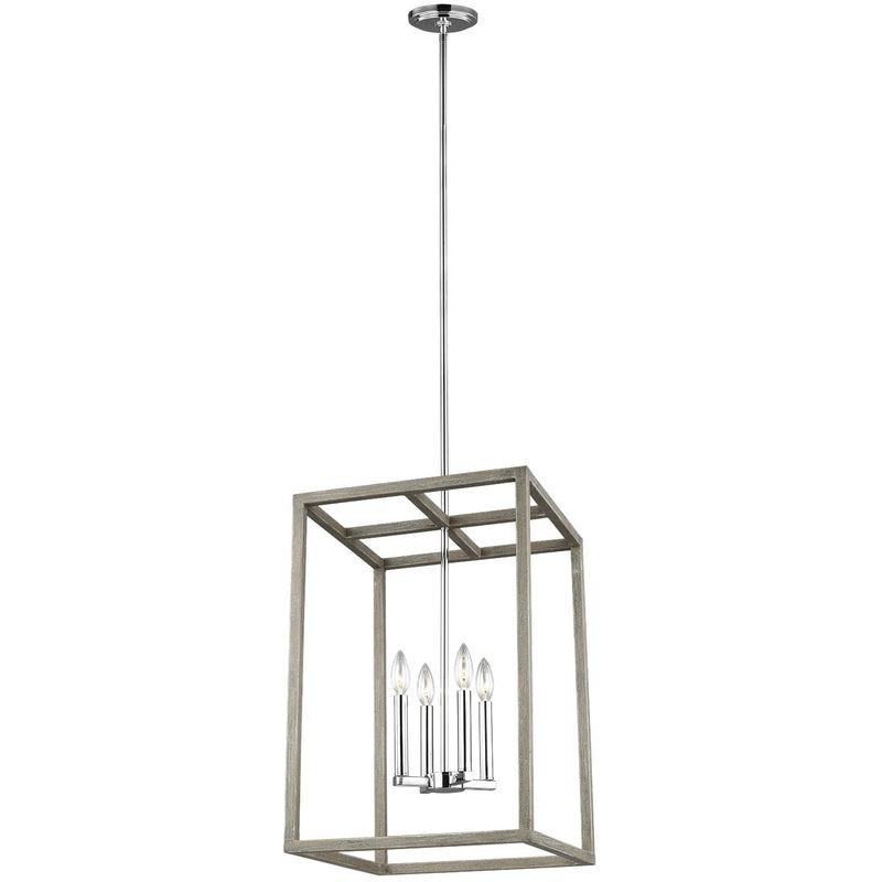 Four Light Hall / Foyer Pendant<br /><span style="color:#4AB0CE;">Entrega: 4-10 dias en USA</span><br /><span style="color:#4AB0CE;font-size:60%;">PREGUNTE POR ENTREGA EN PANAMA</span><br />Collection: Moffet Street<br />Finish: Washed Pine