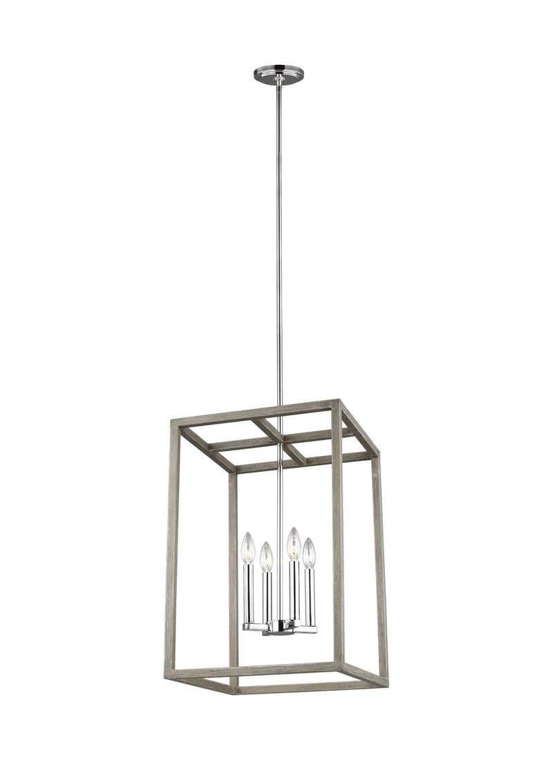 Four Light Hall / Foyer Pendant<br /><span style="color:#4AB0CE;">Entrega: 4-10 dias en USA</span><br /><span style="color:#4AB0CE;font-size:60%;">PREGUNTE POR ENTREGA EN PANAMA</span><br />Collection: Moffet Street<br />Finish: Washed Pine