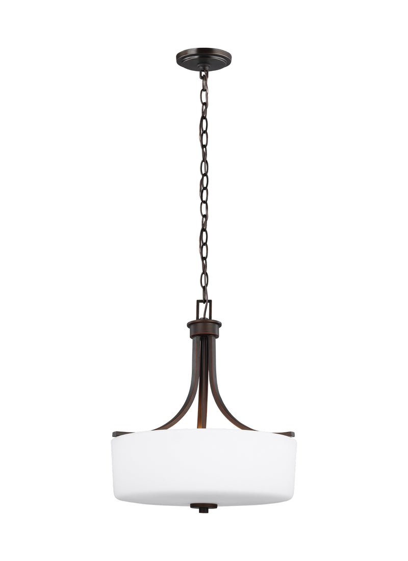 Three Light Pendant<br /><span style="color:#4AB0CE;">Entrega: 4-10 dias en USA</span><br /><span style="color:#4AB0CE;font-size:60%;">PREGUNTE POR ENTREGA EN PANAMA</span><br />Collection: Canfield<br />Finish: Bronze