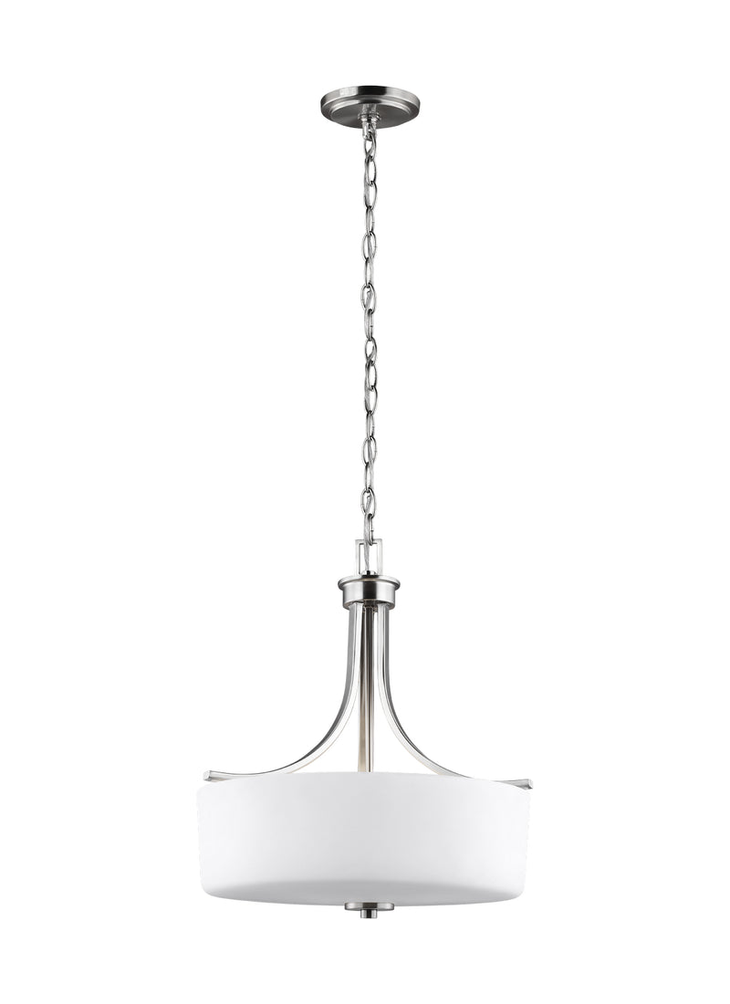 Three Light Pendant<br /><span style="color:#4AB0CE;">Entrega: 4-10 dias en USA</span><br /><span style="color:#4AB0CE;font-size:60%;">PREGUNTE POR ENTREGA EN PANAMA</span><br />Collection: Canfield<br />Finish: Brushed Nickel