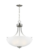 Three Light Pendant<br /><span style="color:#4AB0CE;">Entrega: 4-10 dias en USA</span><br /><span style="color:#4AB0CE;font-size:60%;">PREGUNTE POR ENTREGA EN PANAMA</span><br />Collection: Geary<br />Finish: Brushed Nickel