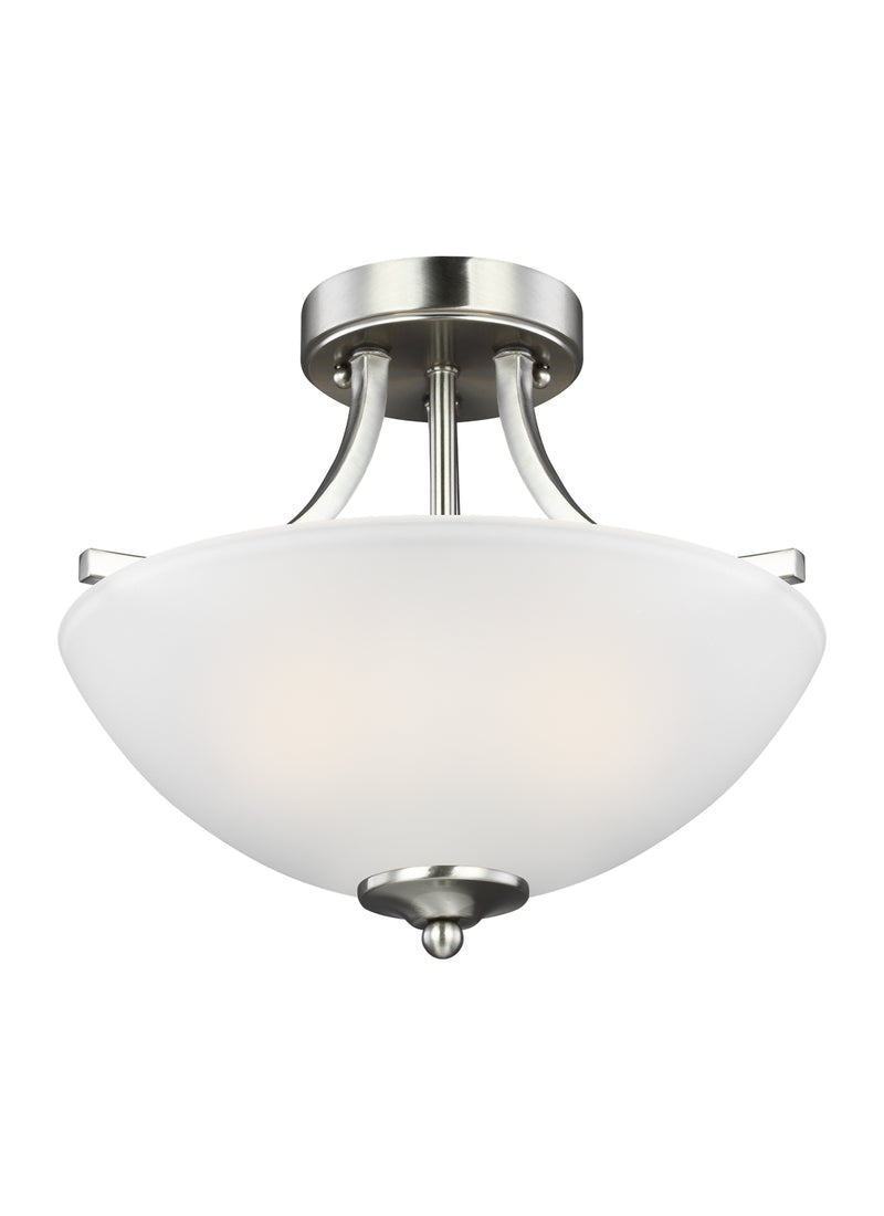 Two Light Semi-Flush Convertible Pendant<br /><span style="color:#4AB0CE;">Entrega: 4-10 dias en USA</span><br /><span style="color:#4AB0CE;font-size:60%;">PREGUNTE POR ENTREGA EN PANAMA</span><br />Collection: Geary<br />Finish: Brushed Nickel