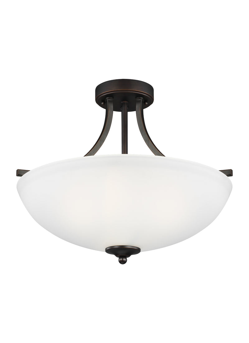 Three Light Semi-Flush Convertible Pendant<br /><span style="color:#4AB0CE;">Entrega: 4-10 dias en USA</span><br /><span style="color:#4AB0CE;font-size:60%;">PREGUNTE POR ENTREGA EN PANAMA</span><br />Collection: Geary<br />Finish: Bronze