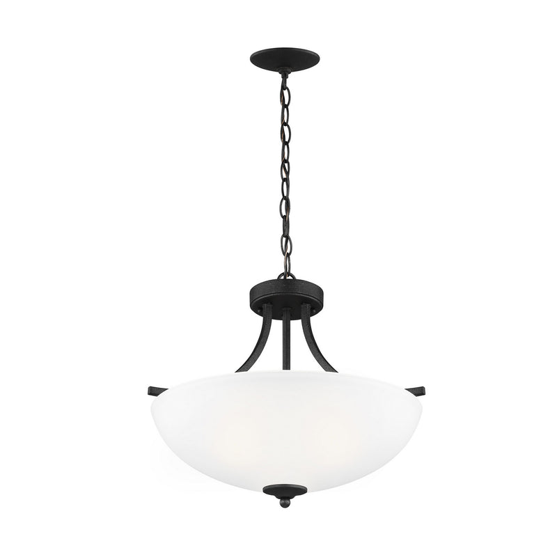 Generation Lighting. - 7716503-112 - Three Light Semi-Flush Convertible Pendant - Geary - Midnight Black