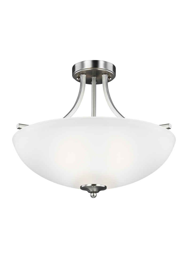 Three Light Semi-Flush Convertible Pendant<br /><span style="color:#4AB0CE;">Entrega: 4-10 dias en USA</span><br /><span style="color:#4AB0CE;font-size:60%;">PREGUNTE POR ENTREGA EN PANAMA</span><br />Collection: Geary<br />Finish: Brushed Nickel