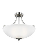 Three Light Semi-Flush Convertible Pendant<br /><span style="color:#4AB0CE;">Entrega: 4-10 dias en USA</span><br /><span style="color:#4AB0CE;font-size:60%;">PREGUNTE POR ENTREGA EN PANAMA</span><br />Collection: Geary<br />Finish: Brushed Nickel