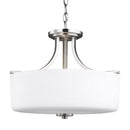Three Light Semi-Flush Mount<br /><span style="color:#4AB0CE;">Entrega: 7-8 semanas en USA</span><br /><span style="color:#4AB0CE;font-size:60%;">PREGUNTE POR ENTREGA EN PANAMA</span><br />Collection: Canfield<br />Finish: Brushed Nickel