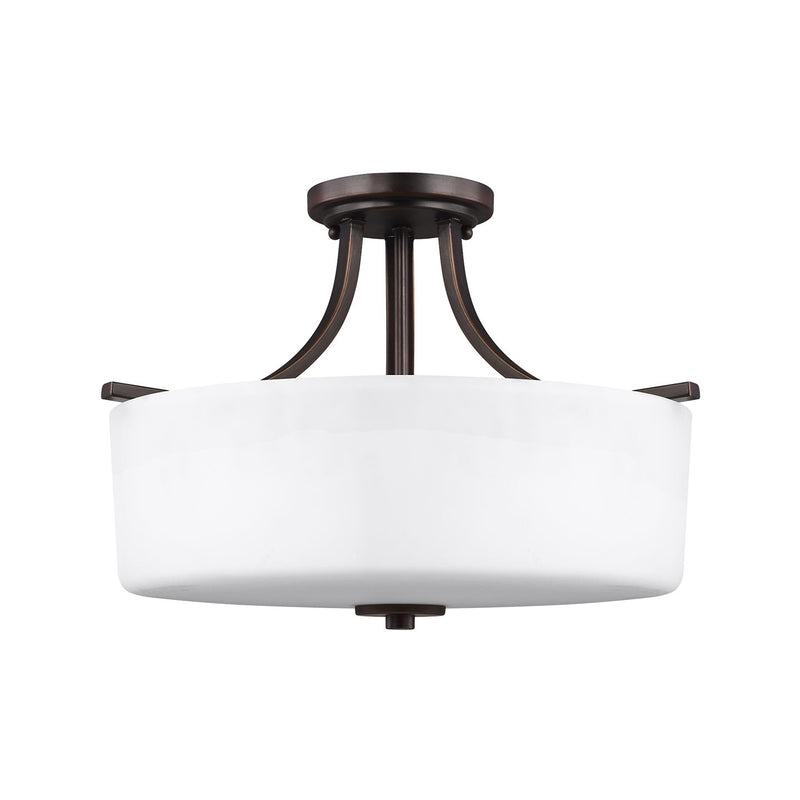 Three Light Semi-Flush Mount<br /><span style="color:#4AB0CE;">Entrega: 4-10 dias en USA</span><br /><span style="color:#4AB0CE;font-size:60%;">PREGUNTE POR ENTREGA EN PANAMA</span><br />Collection: Canfield<br />Finish: Bronze