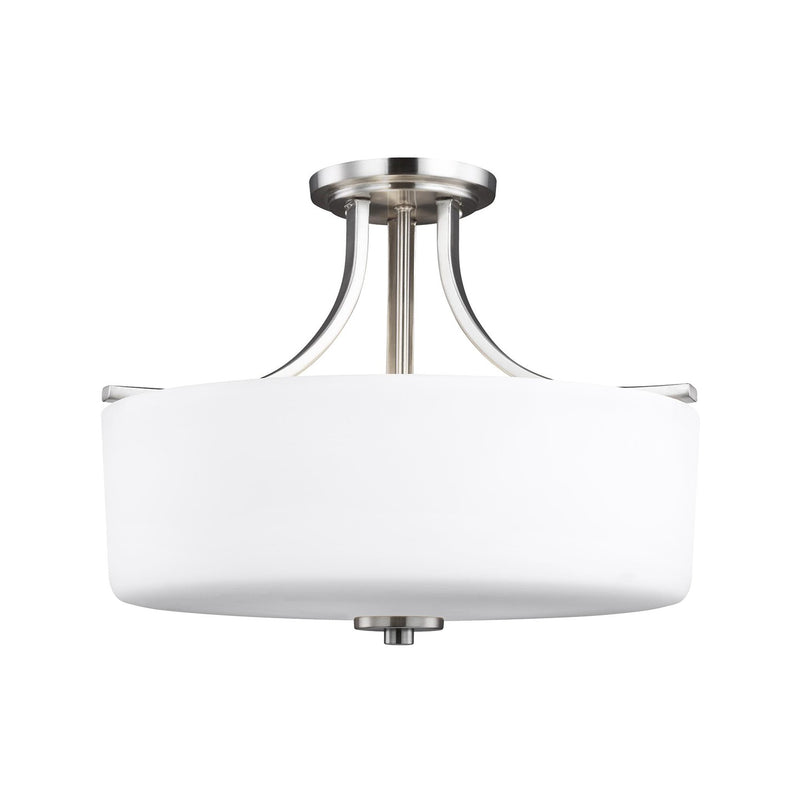 Three Light Semi-Flush Mount<br /><span style="color:#4AB0CE;">Entrega: 4-10 dias en USA</span><br /><span style="color:#4AB0CE;font-size:60%;">PREGUNTE POR ENTREGA EN PANAMA</span><br />Collection: Canfield<br />Finish: Brushed Nickel