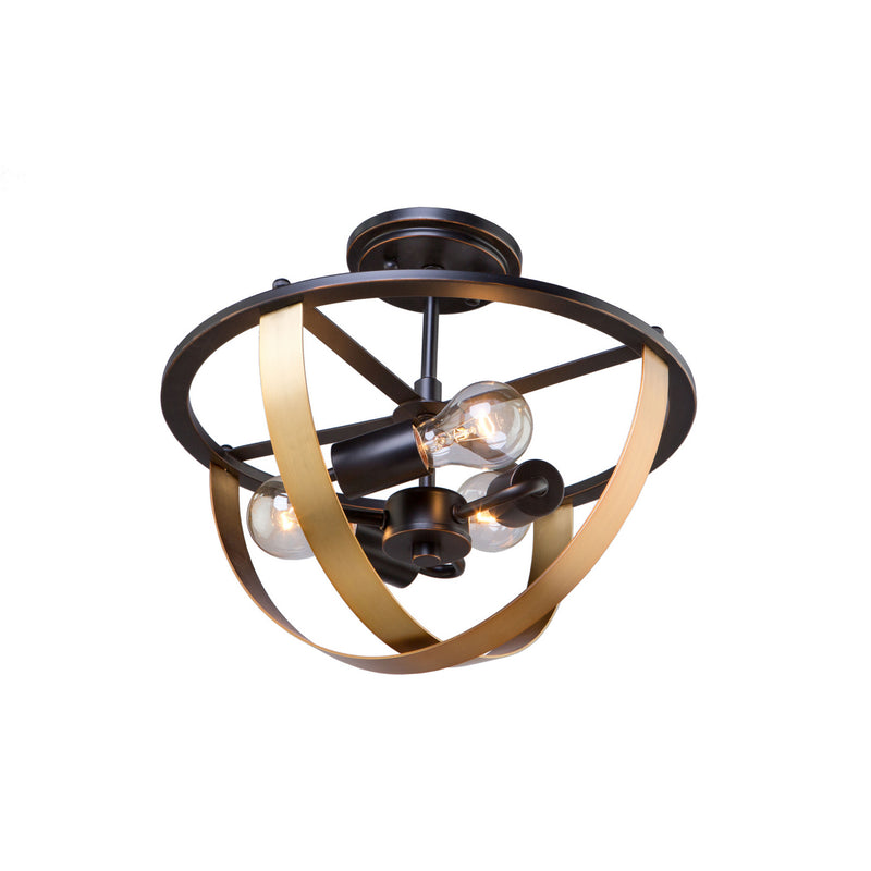 Artcraft Canada - AC11233 - Three Light Semi Flush Mount - Capri - Dark Bronze & Satin Brass