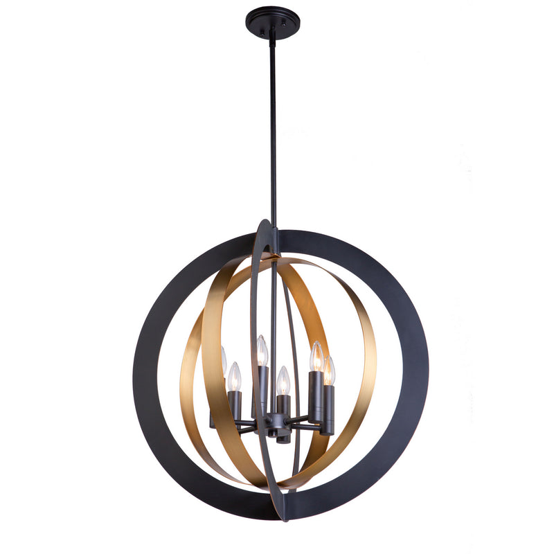 Six Light Chandelier<br /><span style="color:#4AB0CE;">Entrega: 4-10 dias en USA</span><br /><span style="color:#4AB0CE;font-size:60%;">PREGUNTE POR ENTREGA EN PANAMA</span><br />Collection: Capri<br />Finish: Dark Bronze & Satin Brass