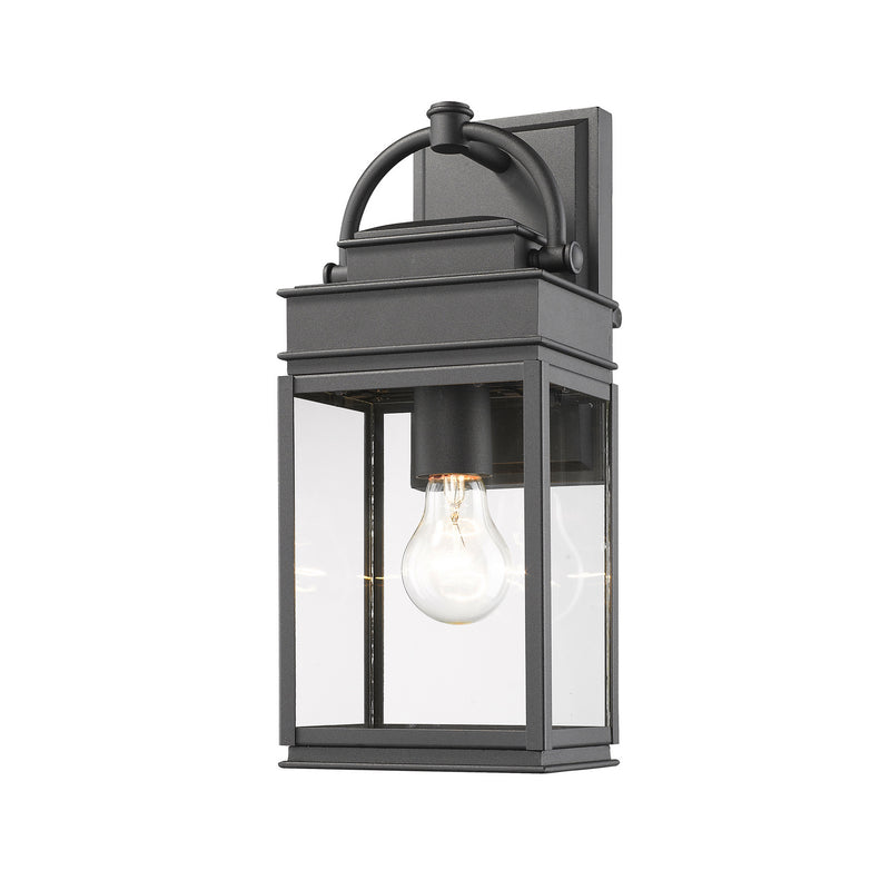 One Light Outdoor Wall Mount<br /><span style="color:#4AB0CE;">Entrega: 4-10 dias en USA</span><br /><span style="color:#4AB0CE;font-size:60%;">PREGUNTE POR ENTREGA EN PANAMA</span><br />Collection: Fulton<br />Finish: Black